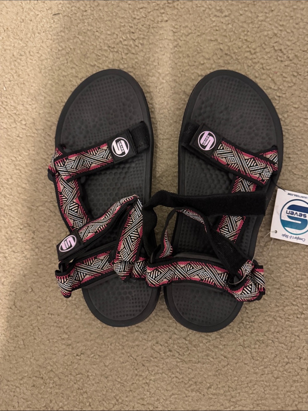 Seven7 Kids Adjustable Strappy Sandals in Pink & Black